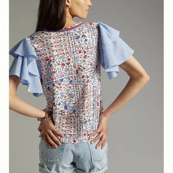 Anthroplogie Let Me Be Flutter-Sleeved Top - Picture 2 of 6